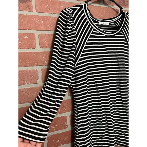 Notations Black and White Striped Top - M - Picture 2 of 6